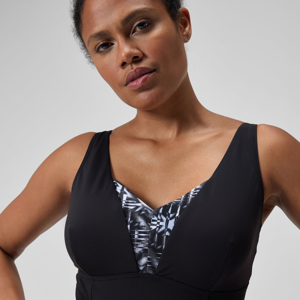 Speedo Shaping Printed OpusGem DD+ Swimsuit Black/Grey