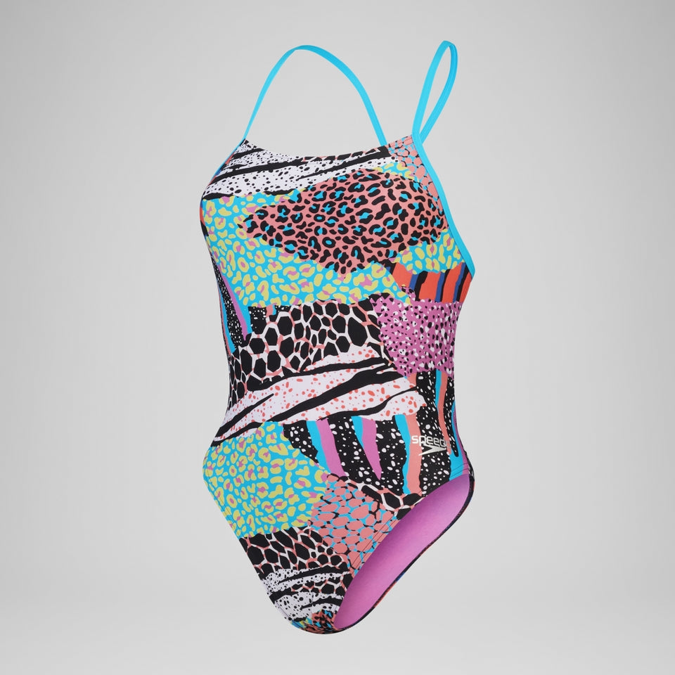 Speedo Club Training Allover Digital Tie Back Swimsuit Black/Green