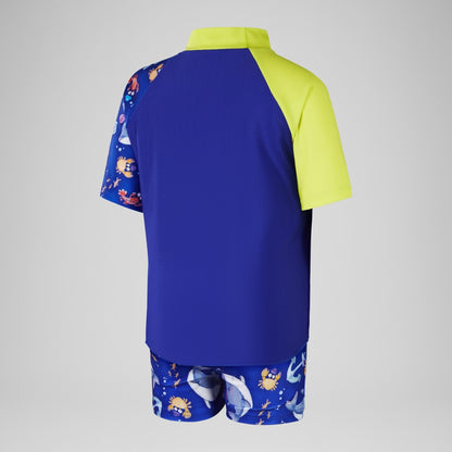 Speedo Boys' Digital Short Sleeve Rash Top Blue