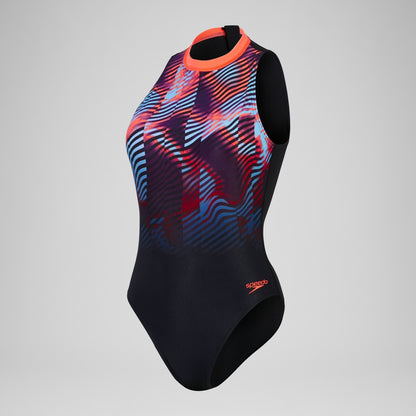 Speedo Printed Hydrasuit Black/Purple