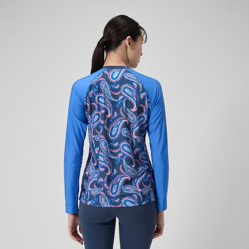 Speedo Printed Long Sleeve Swim Tee Navy/Blue