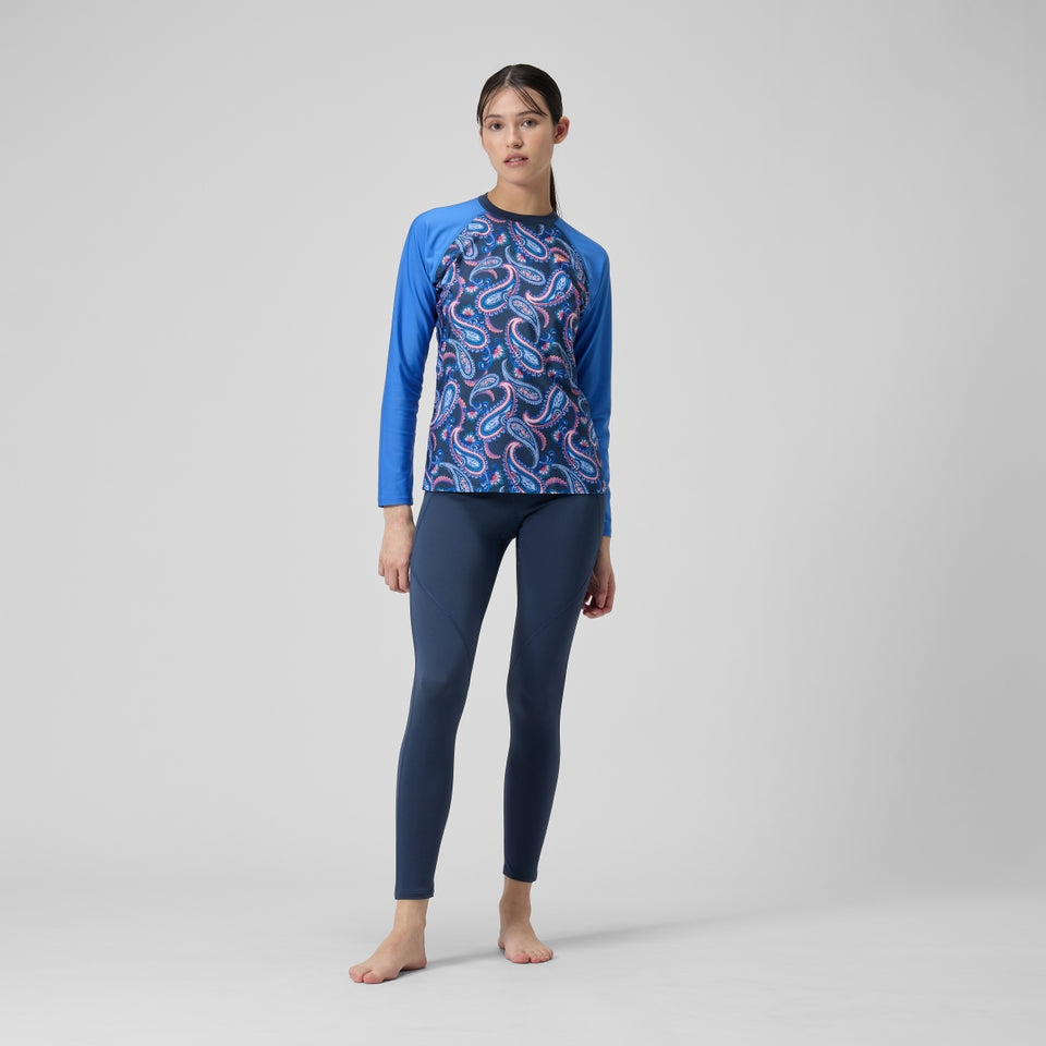 Speedo Printed Long Sleeve Swim Tee Navy/Blue
