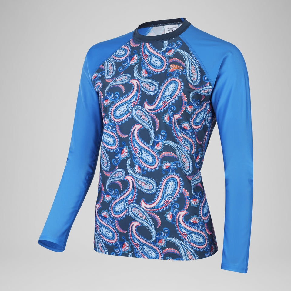 Speedo Printed Long Sleeve Swim Tee Navy/Blue