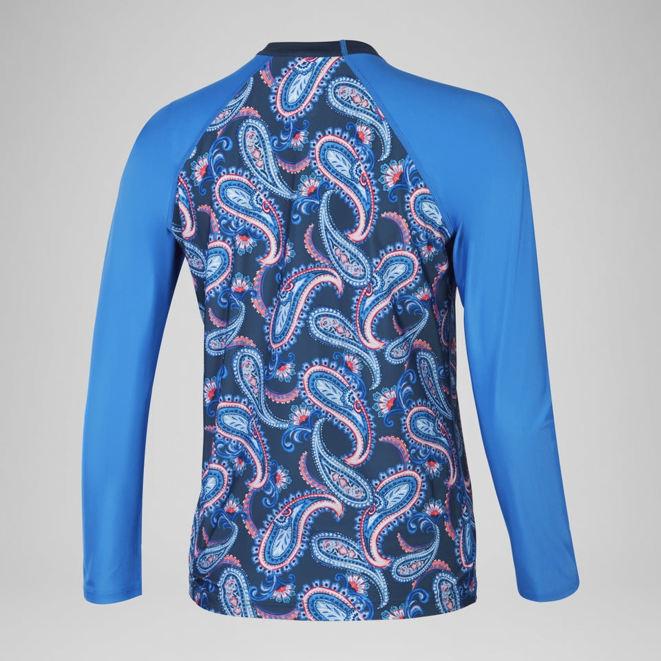 Speedo Printed Long Sleeve Swim Tee Navy/Blue