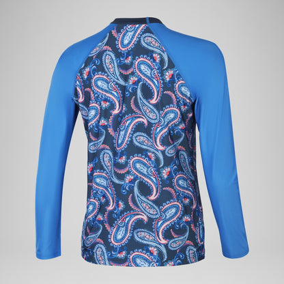 Speedo Printed Long Sleeve Swim Tee Navy/Blue