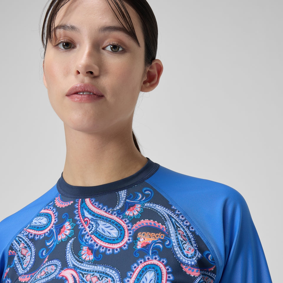 Speedo Printed Long Sleeve Swim Tee Navy/Blue