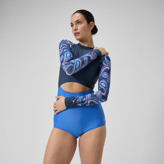 Speedo Long Sleeve Extra Low Leg Swimsuit Navy/Blue