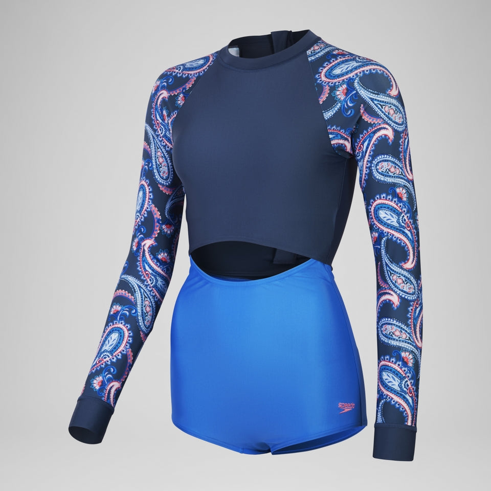 Speedo Long Sleeve Extra Low Leg Swimsuit Navy/Blue