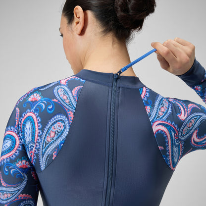 Speedo Long Sleeve Extra Low Leg Swimsuit Navy/Blue