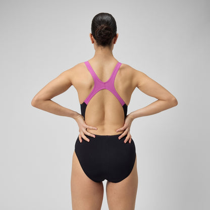 Speedo Club Training Allover Digital Rrdbreaker Swimsuit Black/Pink