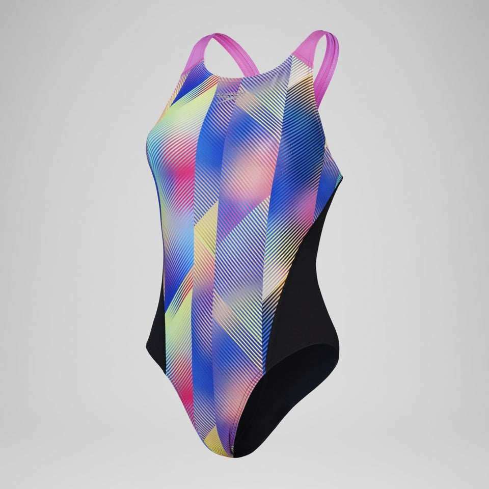 Speedo Club Training Allover Digital Rrdbreaker Swimsuit Black/Pink