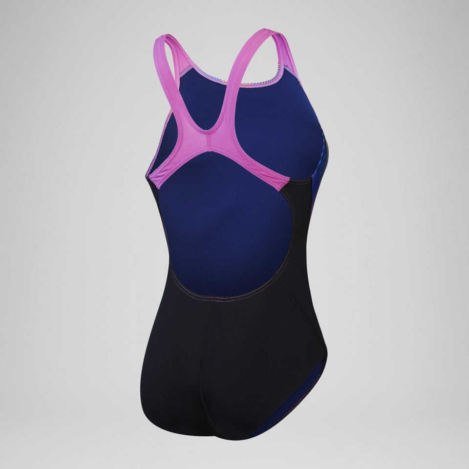 Speedo Club Training Allover Digital Rrdbreaker Swimsuit Black/Pink