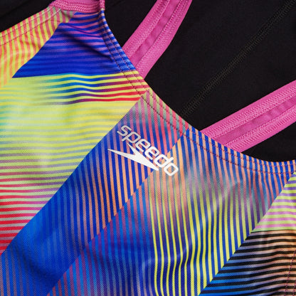 Speedo Club Training Allover Digital Rrdbreaker Swimsuit Black/Pink