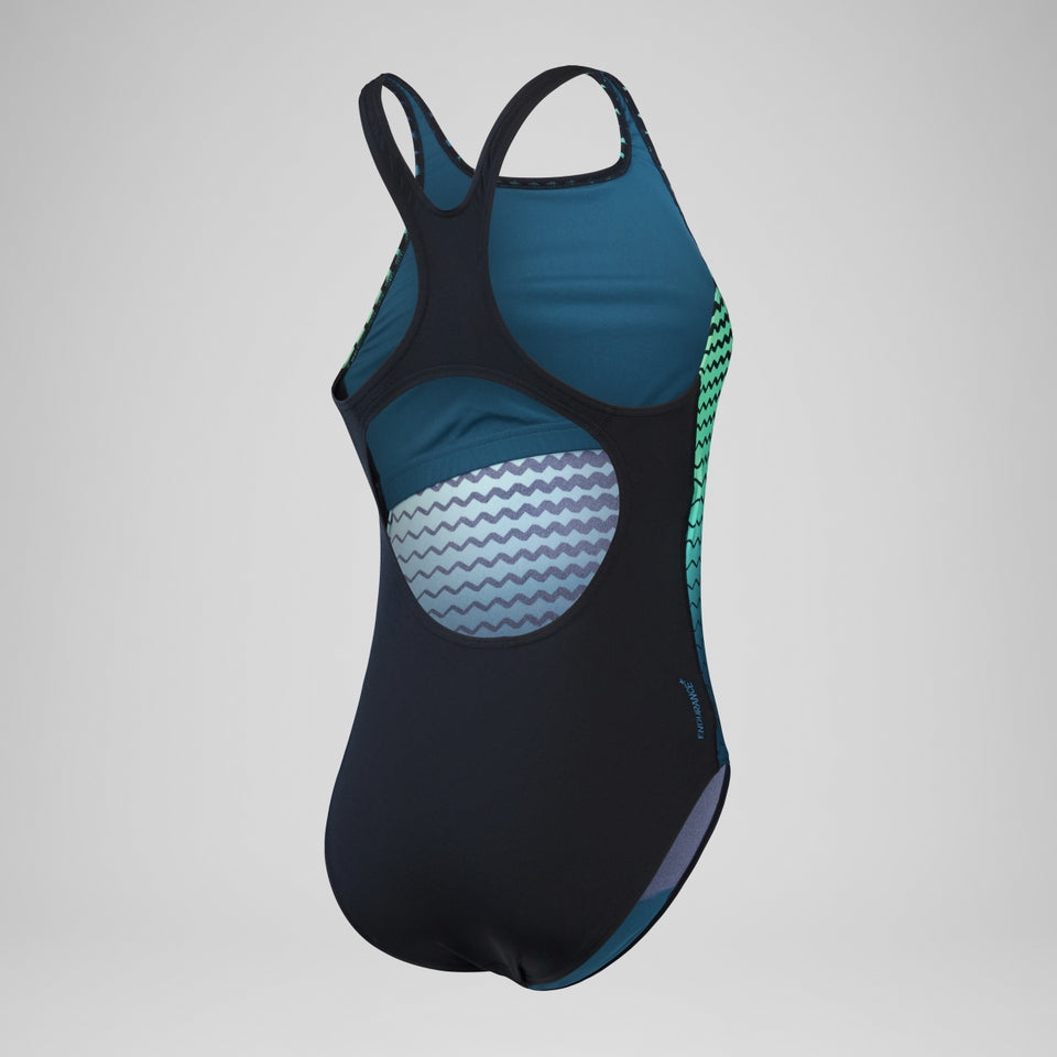 Speedo Digital Printed Medalist Swimsuit Black/Teal