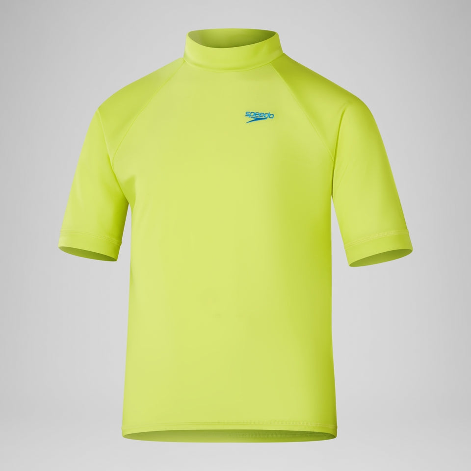 Speedo Boys' Printed Short Sleeve Rash Top Yellow