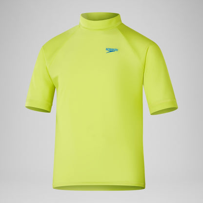 Speedo Boys' Printed Short Sleeve Rash Top Yellow