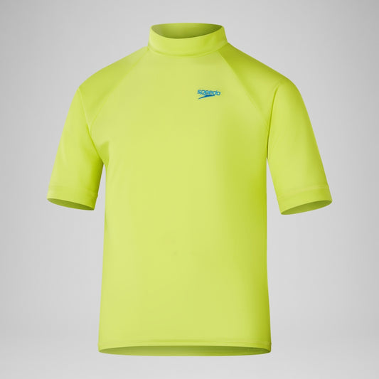 Speedo Boys' Printed Short Sleeve Rash Top Yellow
