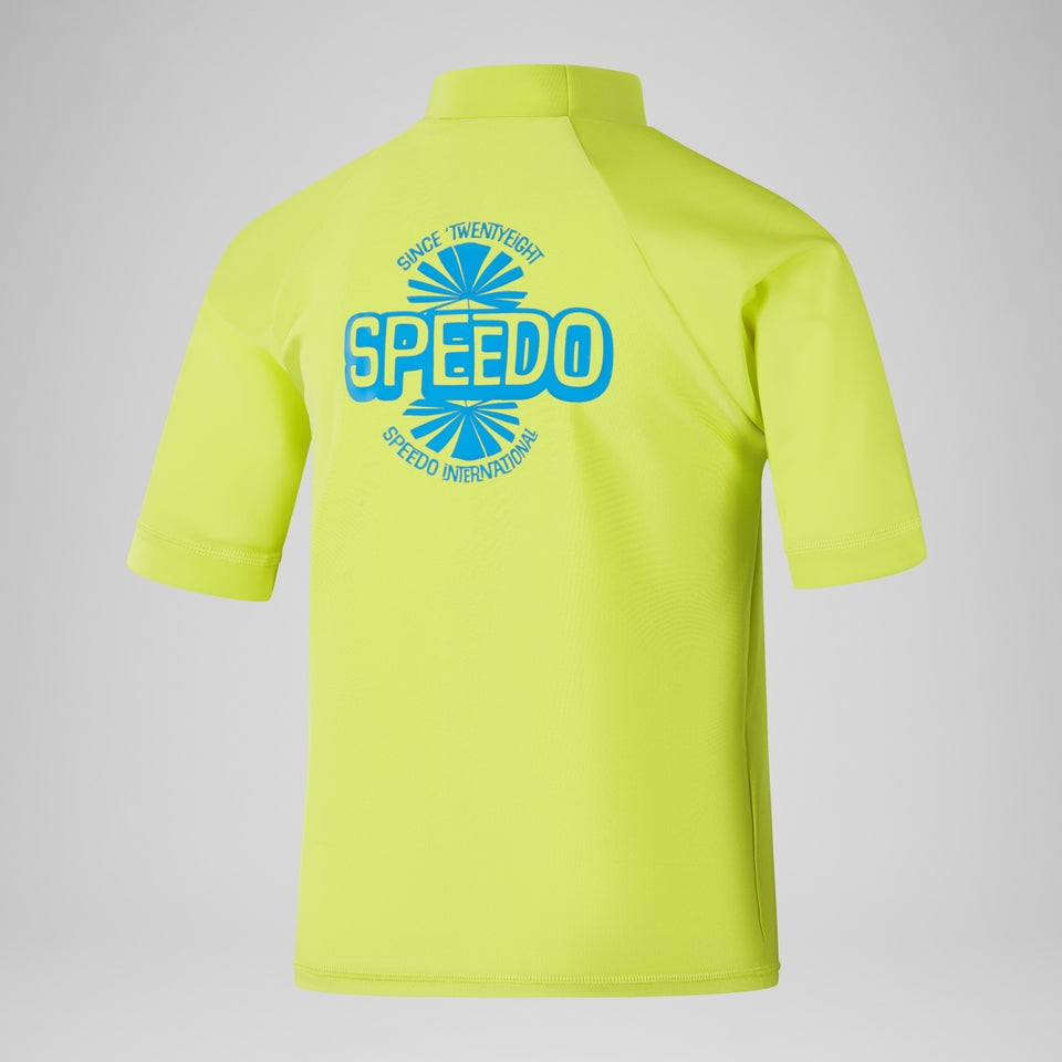Speedo Boys' Printed Short Sleeve Rash Top Yellow