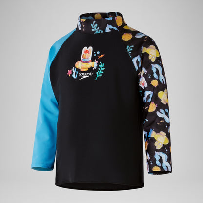 Speedo Boys' Digital Long Sleeve Rash Top Black/Grey
