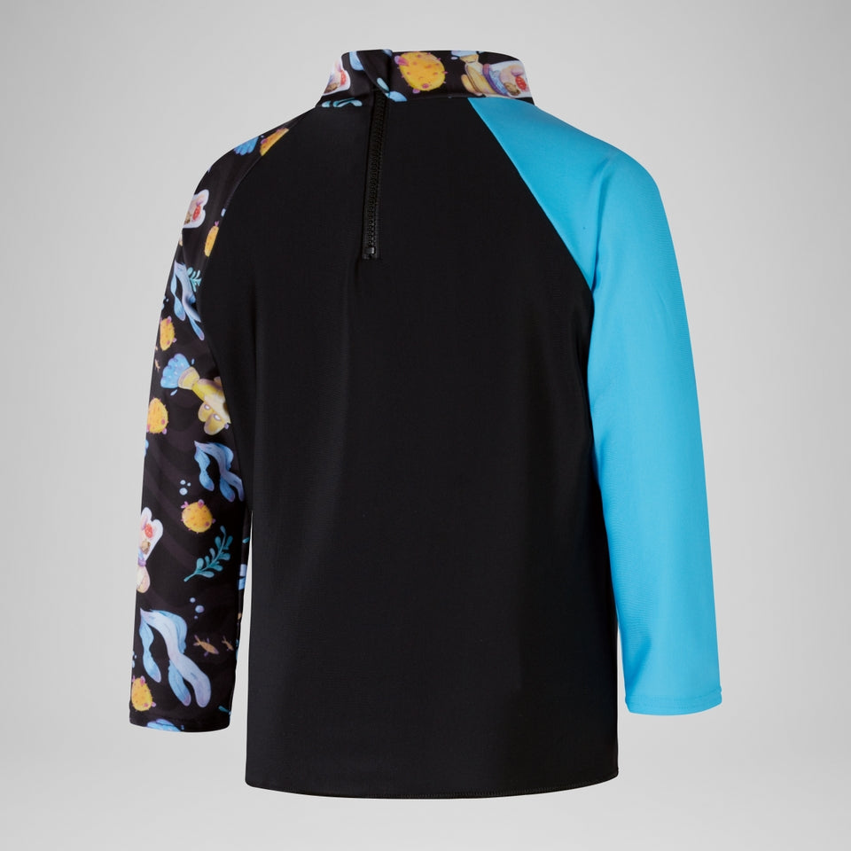 Speedo Boys' Digital Long Sleeve Rash Top Black/Grey