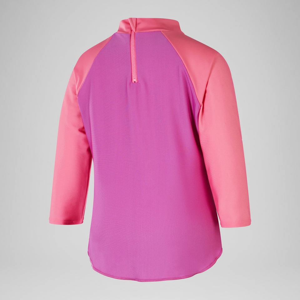 Speedo Girls' Digital Long Sleeve Rash Top Pink/Purple