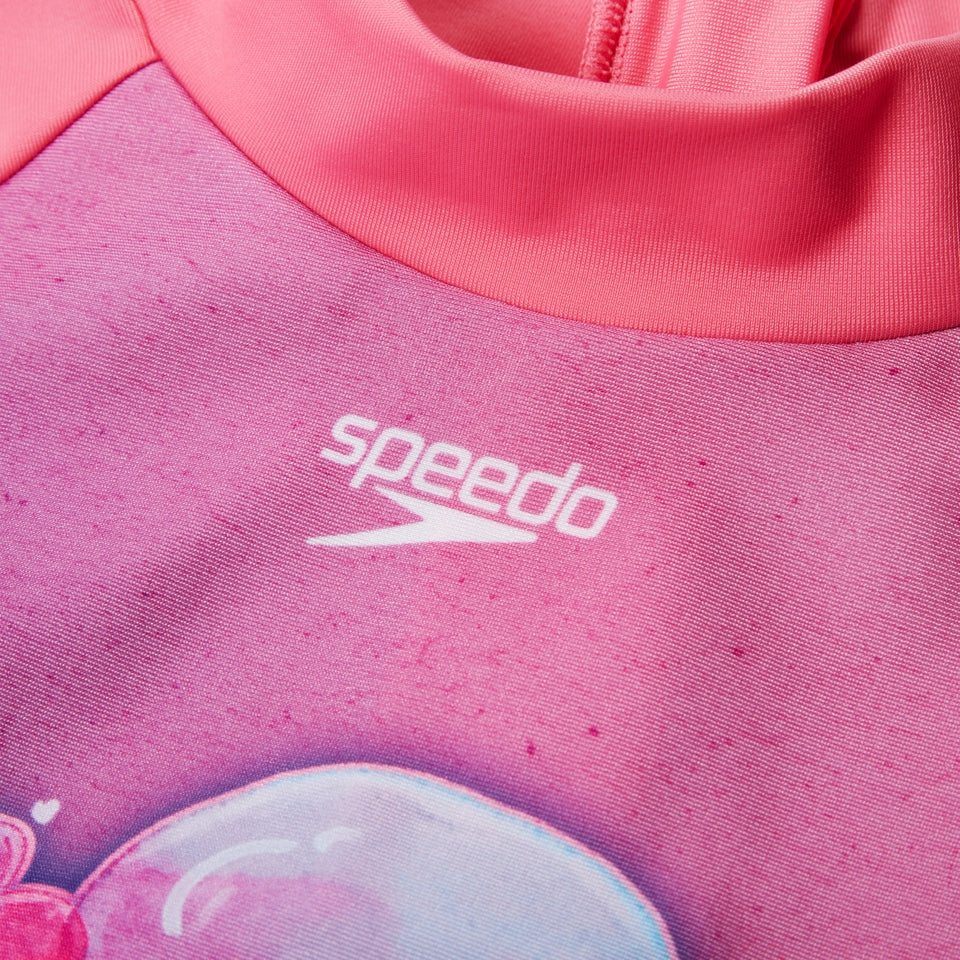 Speedo Girls' Digital Long Sleeve Rash Top Pink/Purple
