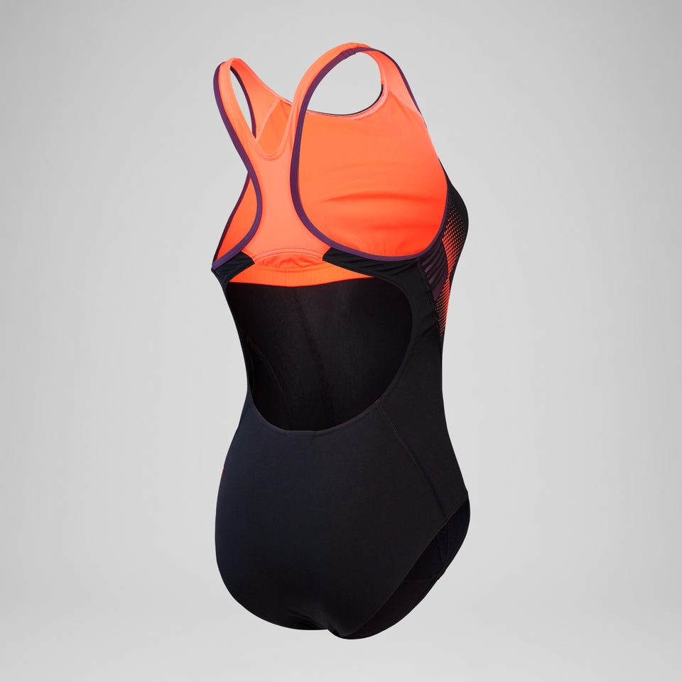 Speedo Placement Laneback Swimsuit Black/Red