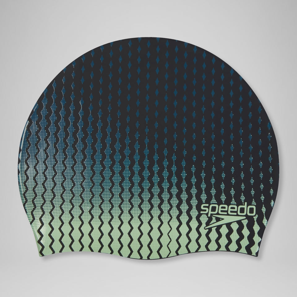 Speedo Printed Silicone Cap Black/Green