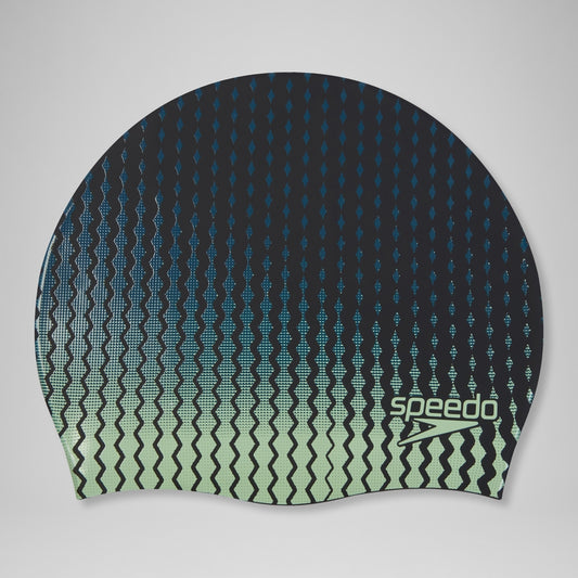 Speedo Printed Silicone Cap Black/Green
