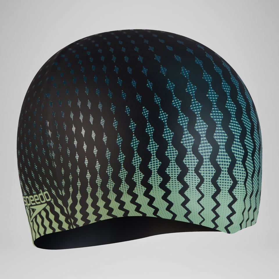 Speedo Printed Silicone Cap Black/Green