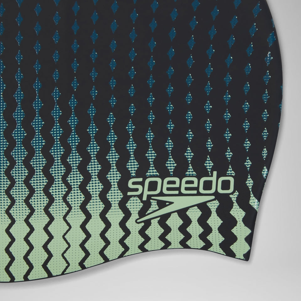 Speedo Printed Silicone Cap Black/Green