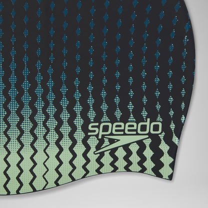 Speedo Printed Silicone Cap Black/Green