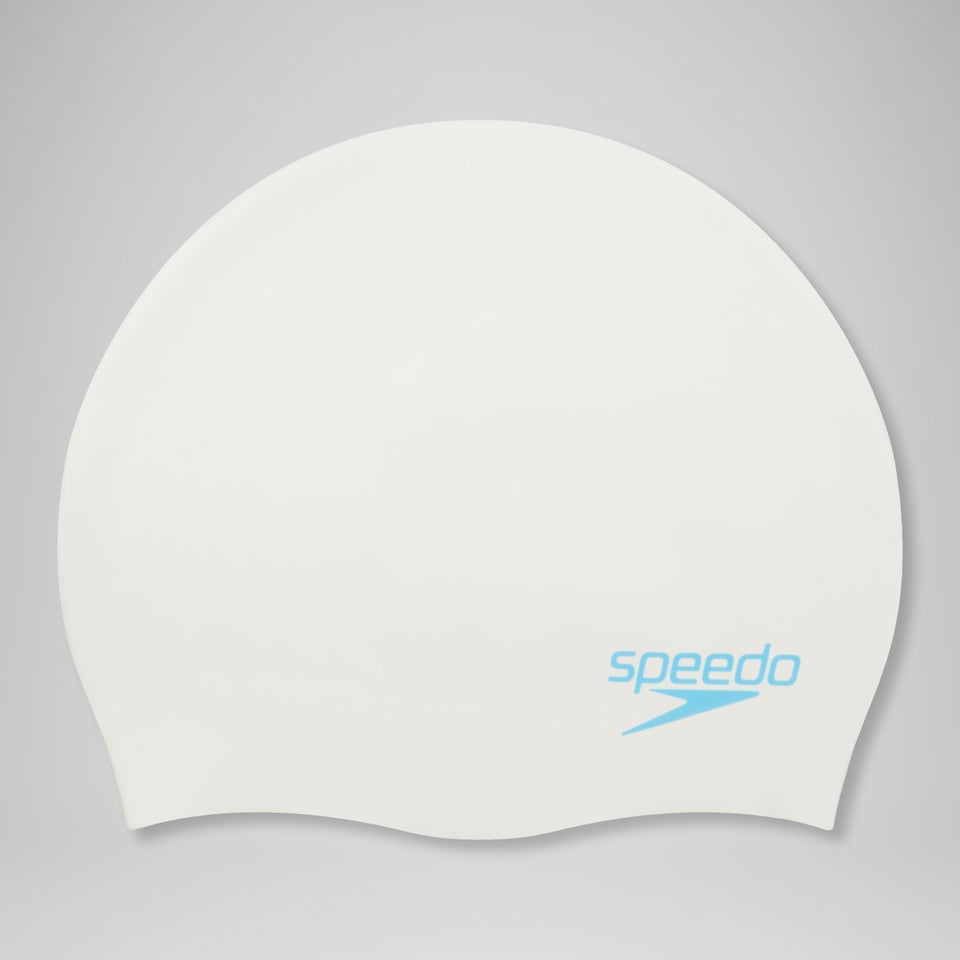 Speedo Plain Moulded Silicone Junior Cap White