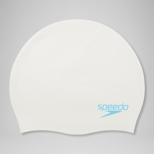 Speedo Plain Moulded Silicone Junior Cap White