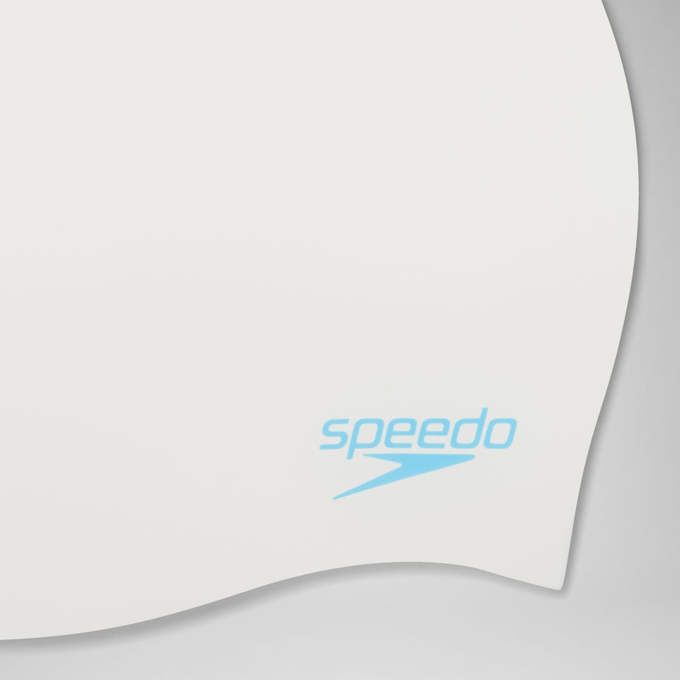 Speedo Plain Moulded Silicone Junior Cap White