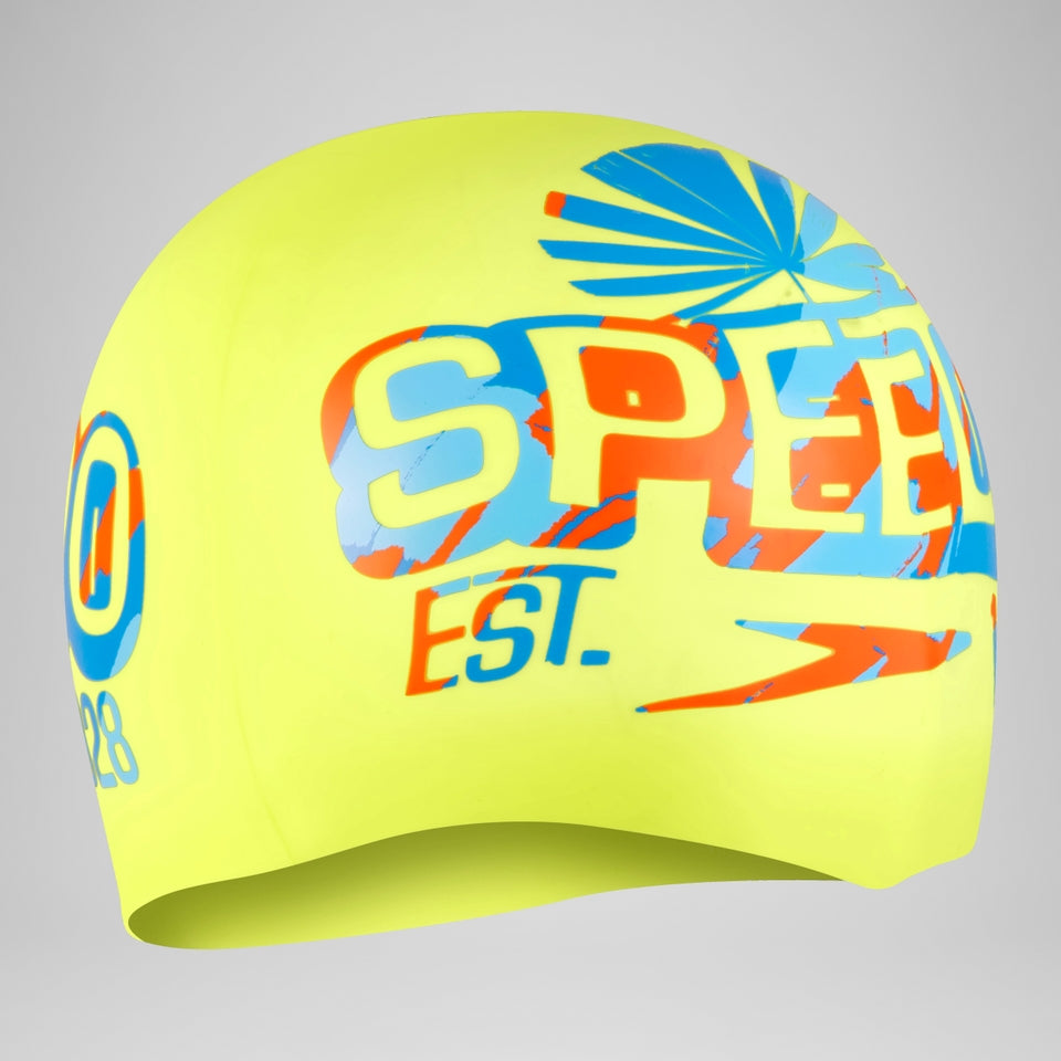 Speedo Printed Silicone Cap Yellow/Blue