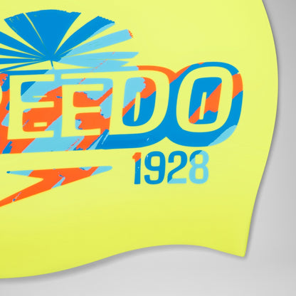 Speedo Printed Silicone Cap Yellow/Blue