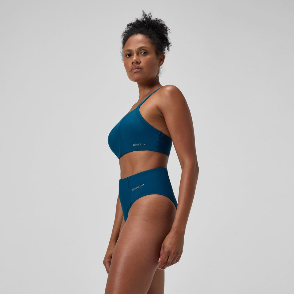 Speedo Solid Hi Waist Bikini Bottom Dark Teal