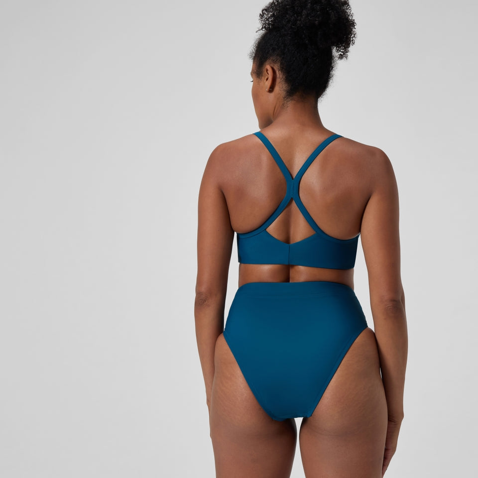 Speedo Solid Hi Waist Bikini Bottom Dark Teal