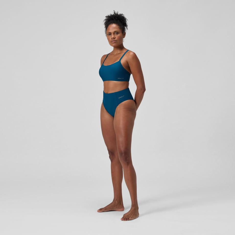 Speedo Solid Hi Waist Bikini Bottom Dark Teal