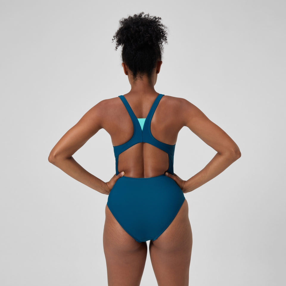Speedo Solid Highneck Swimsuit Dark Teal