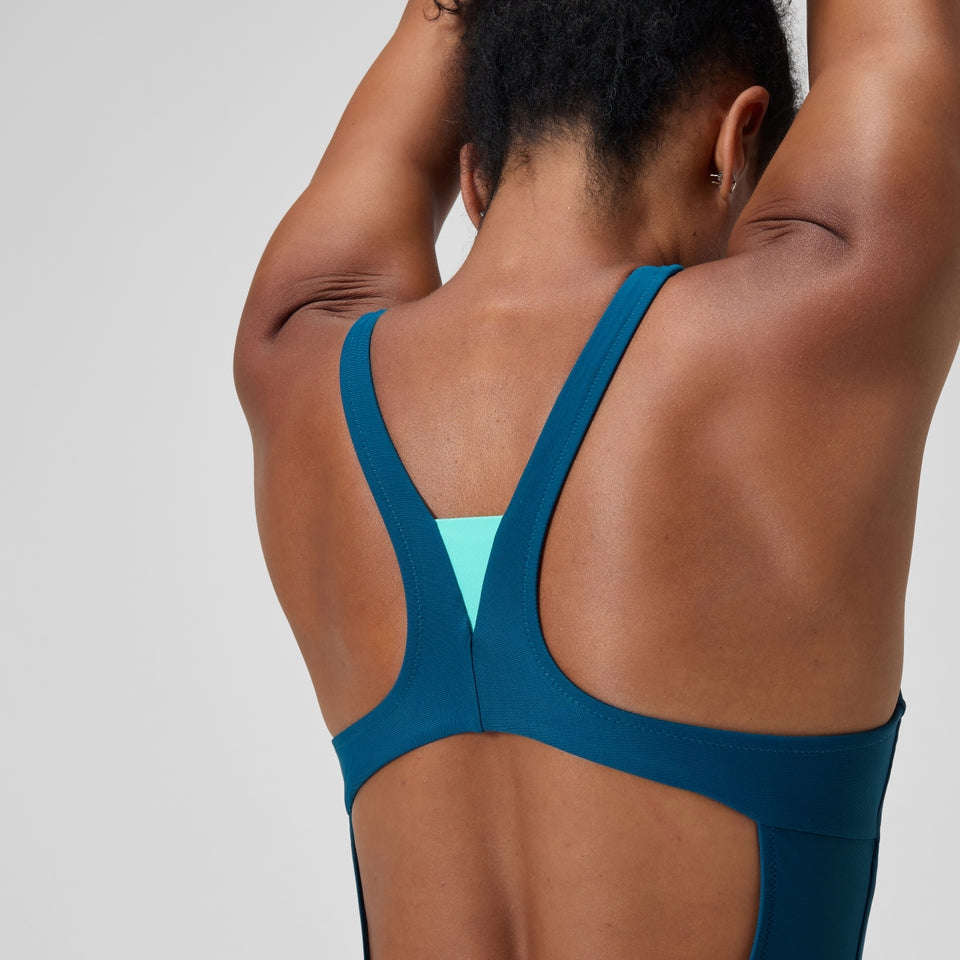 Speedo Solid Highneck Swimsuit Dark Teal