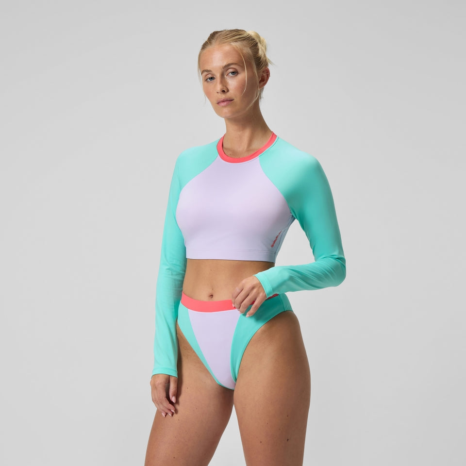 Speedo FLU3NTE Solid Long Sleeve Rash Top Lilac/Green