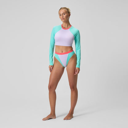 Speedo FLU3NTE Solid Long Sleeve Rash Top Lilac/Green