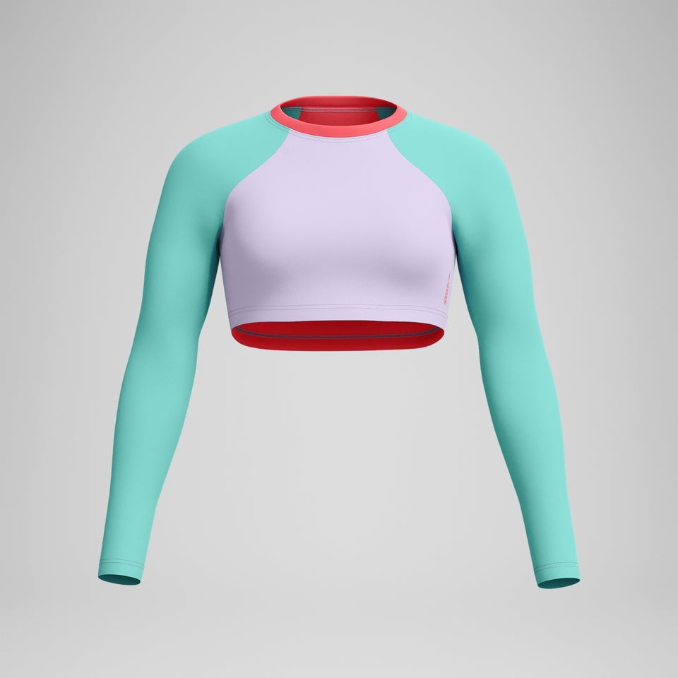 Speedo FLU3NTE Solid Long Sleeve Rash Top Lilac/Green