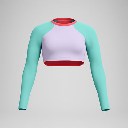 Speedo FLU3NTE Solid Long Sleeve Rash Top Lilac/Green