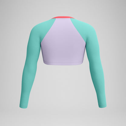 Speedo FLU3NTE Solid Long Sleeve Rash Top Lilac/Green