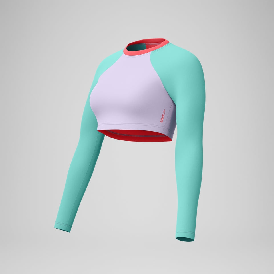 Speedo FLU3NTE Solid Long Sleeve Rash Top Lilac/Green