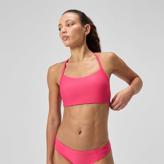 Speedo Solid Racerback Bikini Top Pink