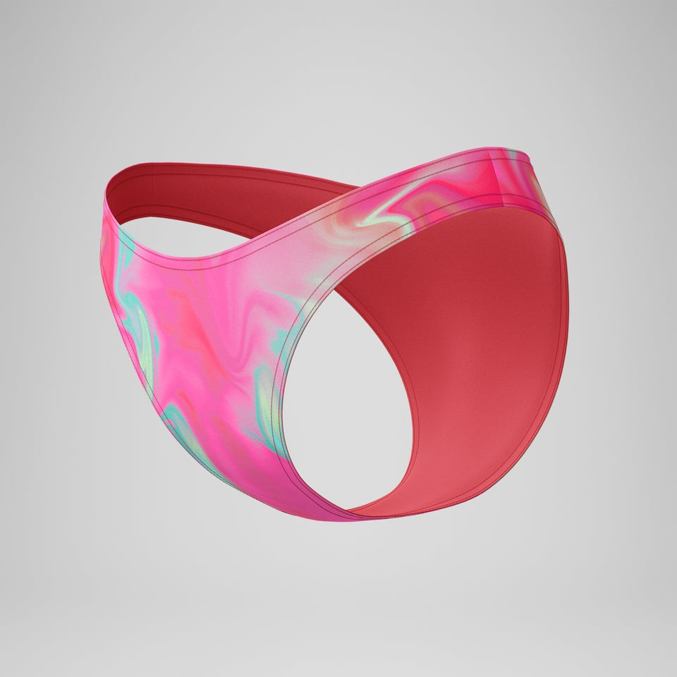 Speedo FLU3NTE Printed Scoop Bikini Bottom Pink/Coral